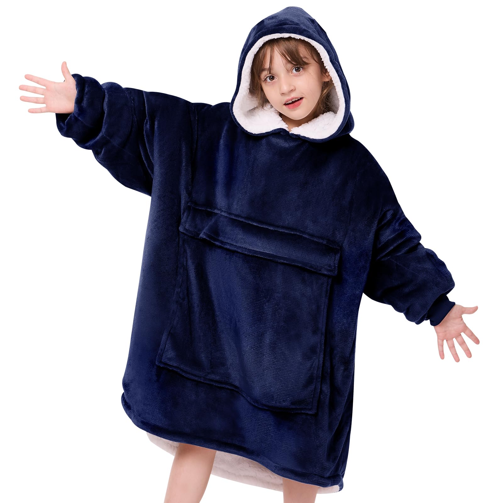 Yescool Wearable Blanket Hoodie Kids, Oversized Blanket Sweatshirt With Sherpa Teen Girl Gifts For Kids, Youth, Boys, Girls,8-15
